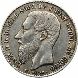 Аверс монеты Конго - ДРК, 50 сантимов, 1887-1896