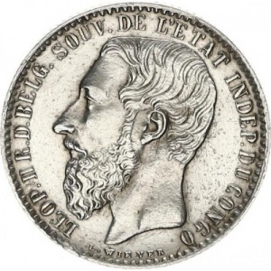 Аверс монеты Конго - ДРК, 1 франк, 1887-1896