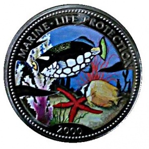 Реверс монеты Конго - ДРК, 5 франков, 2000, Защита морской Флоры и Фауны