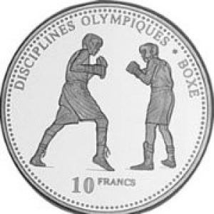 Реверс монеты Конго - ДРК, 10 франков, 2000, Олимпийские дисциплины - Бокс