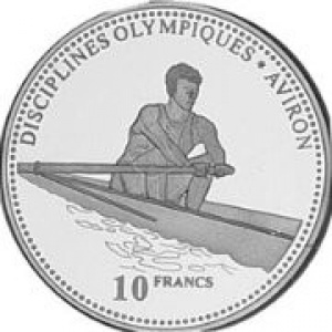 Реверс монеты Конго - ДРК, 10 франков, 2000, Олимпийские дисциплины - Академическая гребля