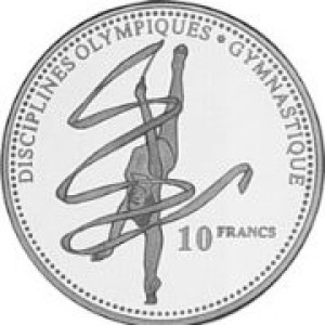 Реверс монеты Конго - ДРК, 10 франков, 2000, Олимпийские дисциплины - Гимнастика