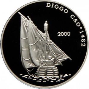 Реверс монеты Конго - ДРК, 10 франков, 2000, Диогу Кан, 1482