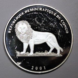 Аверс монеты Конго - ДРК, 10 франков, 2001, Исторические корабли - Корабль Индевор