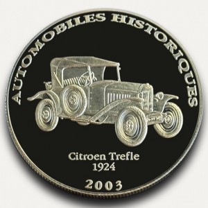 Реверс монеты Конго - ДРК, 10 франков, 2003, Citroen Trefle 1924