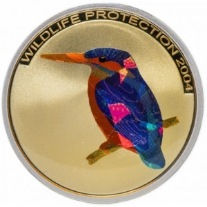 Реверс монеты Конго - ДРК, 10 франков, 2004, Охрана природы - Зимородок