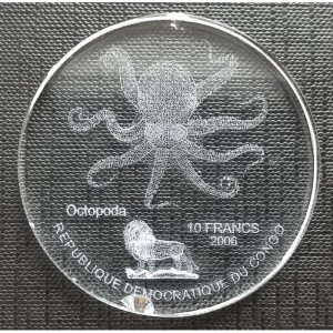 Аверс монеты Конго - ДРК, 10 франков, 2006, Осьминог
