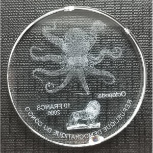 Реверс монеты Конго - ДРК, 10 франков, 2006, Осьминог