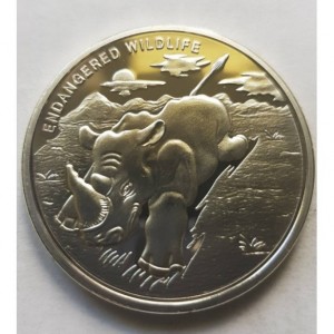 Реверс монеты Конго - ДРК, 10 франков, 2007, Вымирающие виды - Носорог