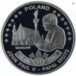 Реверс монеты Конго - ДРК, 10 франков, 2007, Папский визит - Польша