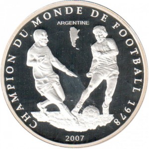 Реверс монеты Конго - ДРК, 10 франков, 2007, Чемпионат мира по футболу 1978, Аргентина