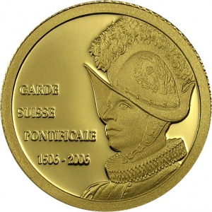Реверс монеты Конго - ДРК, 20 франков, 2006, 500 лет швейцарской гвардии