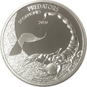 Реверс монеты Конго - ДРК, 20 франков, 2020, Хищники - Скорпион