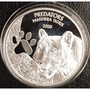 Реверс монеты Конго - ДРК, 20 франков, 2020, Хищники - Тигр /Panthera tigris/