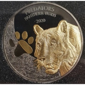 Реверс монеты Конго - ДРК, 20 франков, 2020, Хищники - Тигр /Panthera tigris/
