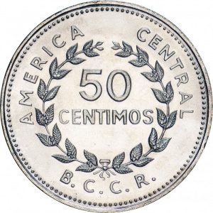 Реверс монеты Коста-Рика, 50 сентимо, 1968-1978