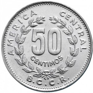 Реверс монеты Коста-Рика, 50 сентимо, 1982-1990