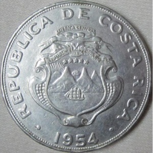 Аверс монеты Коста-Рика, 1 колон, 1954