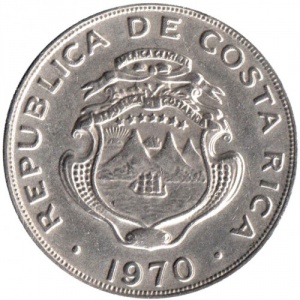 Аверс монеты Коста-Рика, 1 колон, 1965-1978