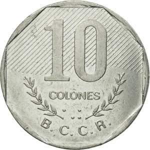 Реверс монеты Коста-Рика, 10 колонов, 1983-1992