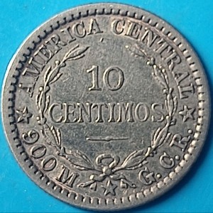 Реверс монеты Коста-Рика, 10 сентимо, 1905-1914