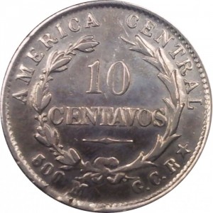 Реверс монеты Коста-Рика, 10 сентаво, 1917