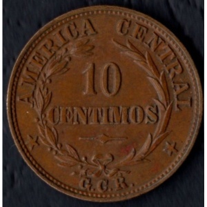 Реверс монеты Коста-Рика, 10 сентимо, 1929