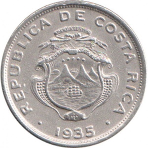 Аверс монеты Коста-Рика, 25 сентимо, 1935