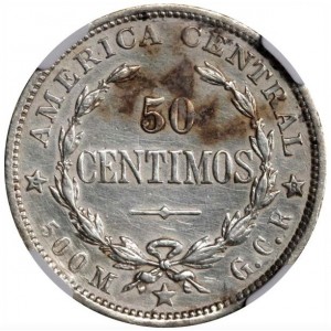 Реверс монеты Коста-Рика, 50 сентимо, 1917-1918
