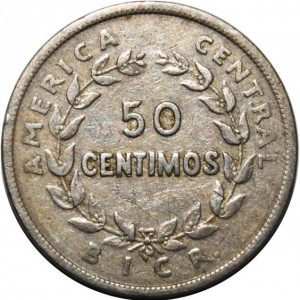 Реверс монеты Коста-Рика, 50 сентимо, 1935