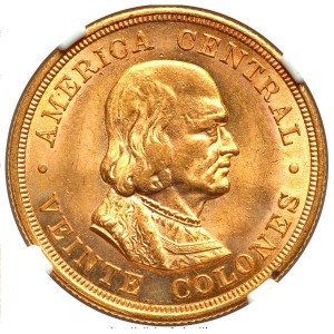 Реверс монеты Коста-Рика, 20 колонов, 1897-1900