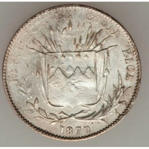 Аверс монеты Коста-Рика, 10 сентаво, 1865-1872