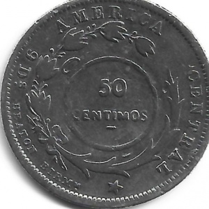 Реверс монеты Коста-Рика, 50 сентаво, 1889