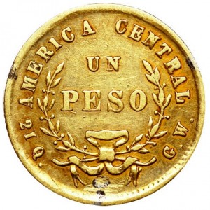Реверс монеты Коста-Рика, 1 песо, 1864-1868