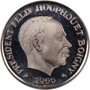 Аверс монеты Кот-д'Ивуар, 10 франков, 1966, Союз, Дисциплина, Работа