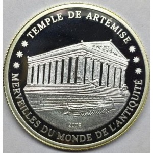 Реверс монеты Кот-д'Ивуар, 500 франков, 2008, Древние чудеса света - Храм Артемиды Эфесской