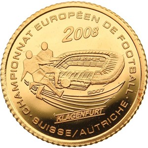 Реверс монеты Кот-д'Ивуар, 1500 франков, 2007, Чемпионат Европы по футболу 2008 - Клагенфурт