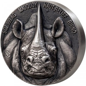Реверс монеты Кот-д'Ивуар, 5000 франков, 2019, Носорог