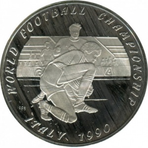 Реверс монеты Лаос, 50 кипов, 1989, Чемпионат Мира по футболу 1990