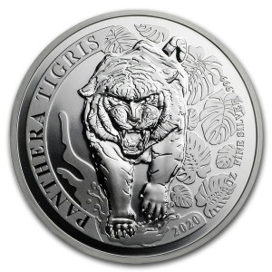 Реверс монеты Лаос, 500 кипов, 2020, Тигр