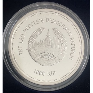 Аверс монеты Лаос, 1000 кипов, 2003, История мореплавания - Марко Поло