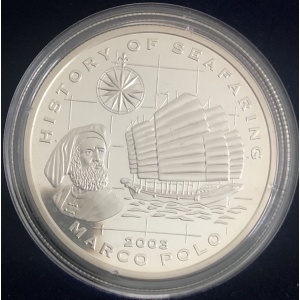 Реверс монеты Лаос, 1000 кипов, 2003, История мореплавания - Марко Поло