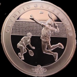 Реверс монеты Лаос, 1000 кипов, 2008, XXIX летние Олимпийские Игры, Пекин 2008 - Бадминтон