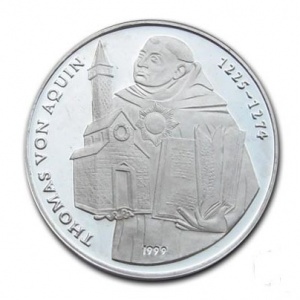 Реверс монеты Лаос, 5000 кипов, 1999, Фома Аквинский