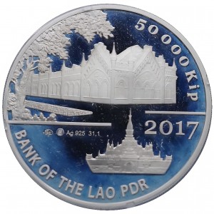 Аверс монеты Лаос, 50.000 кипов, 2017, Амурский тигр