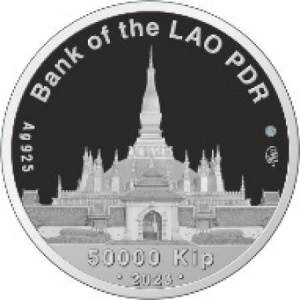 Аверс монеты Лаос, 50.000 кипов, 2023, Happy New Year! /C новым годом!/