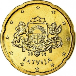 Аверс монеты Латвия, 20 евроцентов, 2014-2025