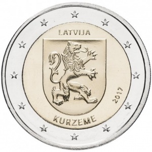 Аверс монеты Латвия, 2 евро, 2017, Курземе