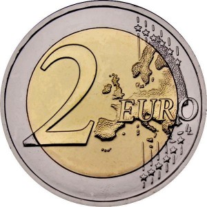Реверс монеты Латвия, 2 евро, 2023, Слава Украине