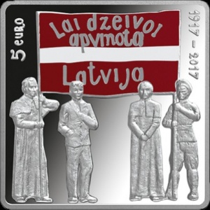 Аверс монеты Латвия, 5 евро, 2017, Латгальский конгресс